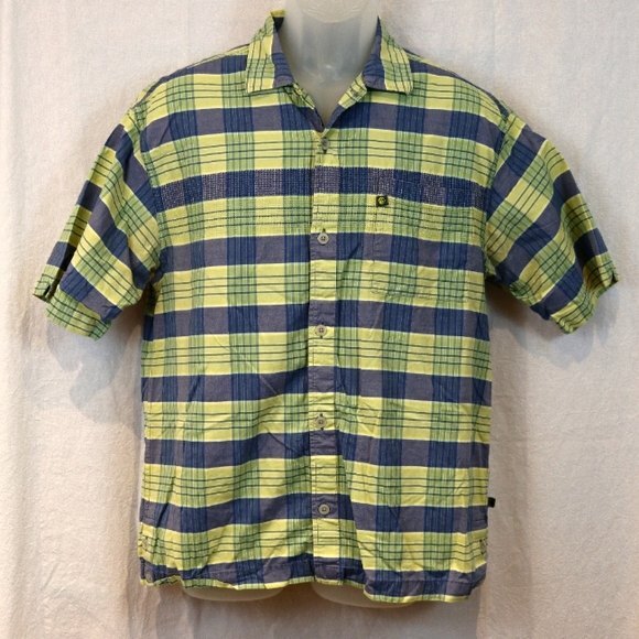 The North Face A5 Series Green Plaid Short-Sleeve Hiking Shirt Medium - Picture 2 of 13